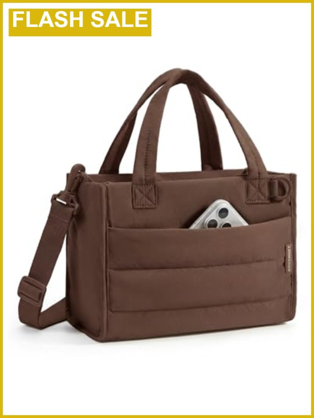 Quilted Puffer Tote Bag for Women, Mini Travel Work Bag with Detachable Strap,